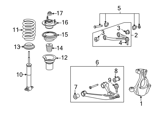 2012 Chevrolet Tahoe Front Suspension Components, Lower Control Arm, Upper Control Arm, Ride Control, Stabilizer Bar Strut Diagram for 22811853