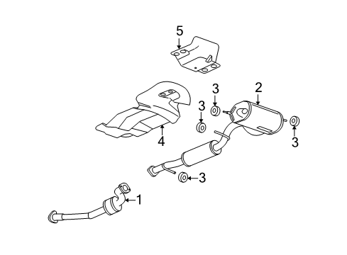 2007 Hummer H3 Exhaust Components Muffler W/Tailpipe Diagram for 15931261