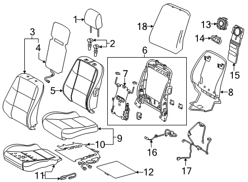 2015 Lexus ES350 Passenger Seat Components Pad, Front Seat Back, R Diagram for 71551-33350