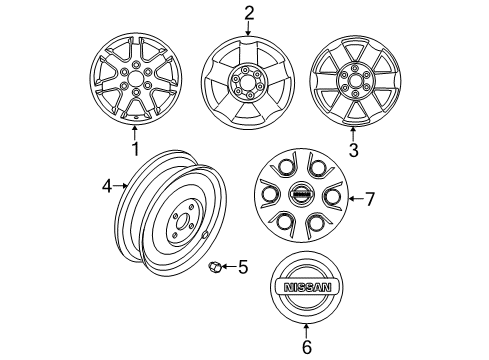 2013 Nissan Titan Wheels, Covers & Trim Aluminum Wheel (18X8 6SPOKE) Diagram for 40300-ZR01A
