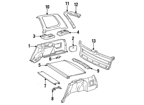 1995 Toyota Corolla Interior Trim - Rear Body Door Diagram for 64702-13040-P0