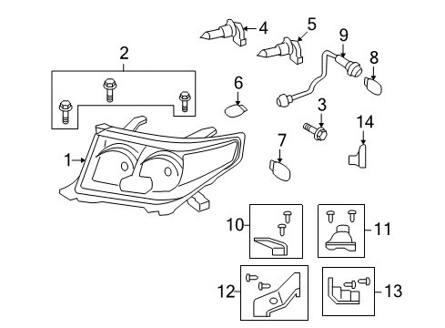 2009 Toyota Land Cruiser Headlamps Composite Assembly Diagram for 81170-60D03