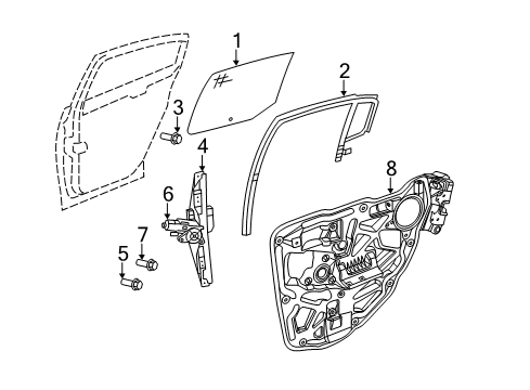 2014 Chrysler 200 Front Door Glass-Door Glass Run With Glass Diagram for 5074572AJ