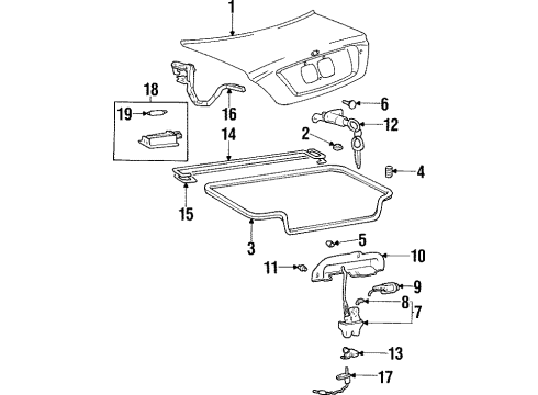 1998 Hyundai Sonata Trunk Lid Cover-Trunk Lid Hinge Arm Diagram for 81285-34000