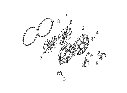 2009 Nissan Murano Cooling System, Radiator, Water Pump, Cooling Fan Seal-Radiator Diagram for 21496-1AA0B