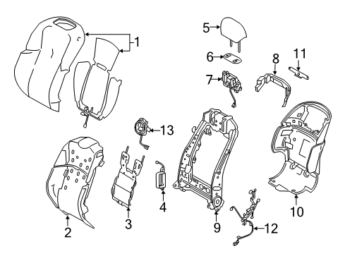 2020 Lexus LS500h Driver Seat Components Front Seat Cover Sub-Assembly Diagram for 71074-50E70-A6