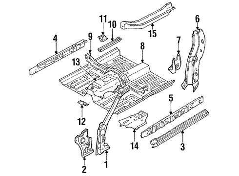 1990 Nissan Pulsar NX Hinge Pillar, Rocker, Floor & Rails Floor-Front Diagram for 74312-02Y30