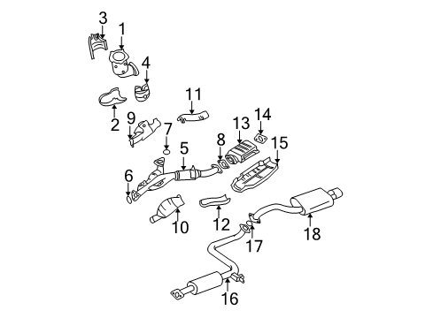 2000 Nissan Maxima Exhaust Components Front Exhaust Tube Assembly Diagram for 20020-3Y400