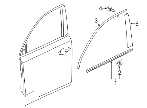 2020 Acura MDX Exterior Trim - Front Door Molding, Front Right Dr Sash Diagram for 72425-TYS-A01