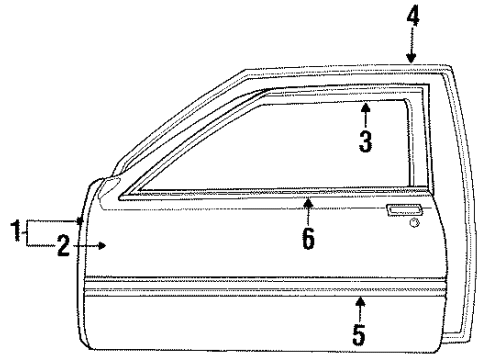 1991 Chrysler LeBaron Door & Components, Exterior Trim Molding-Door Outside Diagram for 5011146AA