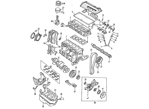 1994 Kia Sephia Engine Parts, Mounts, Cylinder Head & Valves, Camshaft & Timing, Oil Pan, Oil Pump, Crankshaft & Bearings, Pistons, Rings & Bearings Seal-Oil, Front Diagram for 0B3C710602B