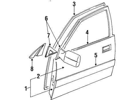 1994 Toyota Land Cruiser Front Door Outer Panel Diagram for 67111-60240