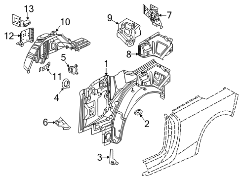 2017 Buick Cascada Inner Structure - Quarter Panel Inner Quarter Reinforcement Baffle Diagram for 13393596