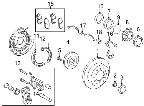2017 Toyota Sequoia Brake Components Front Pads Diagram for 04465-0C020