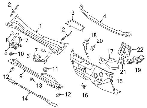 2020 Ford Escape Cowl Lower Panel Bracket Diagram for JX6Z-58020B74-A