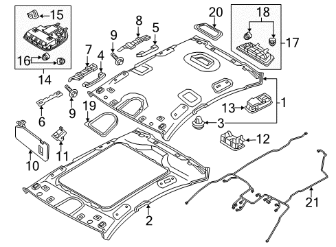 2019 Genesis G80 Interior Trim - Roof Clip-Trim Mounting Diagram for 85849-B1000