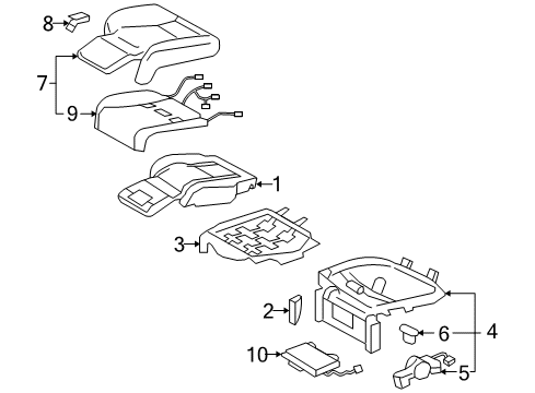 2009 Lexus LS460 Rear Seat Components Adjuster Assy, Rear NO.1 Seat Diagram for 72030-50110-A0