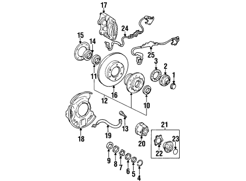 1997 Toyota T100 Front Brakes Cap, Front Axle Outer Shaft Flange Diagram for 43423-35010