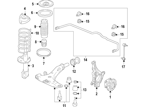 2019 Kia Sportage Front Suspension Components, Lower Control Arm, Stabilizer Bar Front Strut Assembly Kit, Left Diagram for 54650D9130