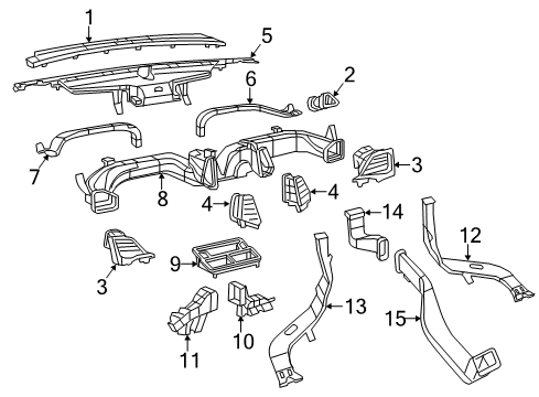 2016 Jeep Cherokee Ducts Outlet-Air Conditioning & Heater Diagram for 1WG57DX9AC