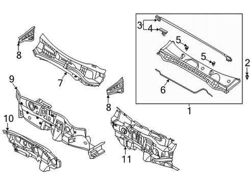 2022 Hyundai Sonata Cowl Insulator-Dash Panel Diagram for 84124-L1000