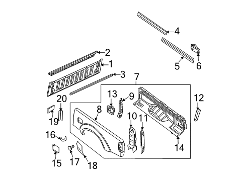 2021 Nissan Frontier Front & Side Panels STRUT Assembly-Rear Outer RH Diagram for K3354-ZL6MA