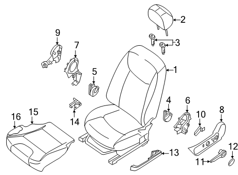 2015 Nissan Sentra Driver Seat Components Holder Assy-Headrest, Free Diagram for 87603-3SA0B