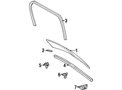 1997 Lexus SC300 Back Glass, Reveal Moldings Spacer, Back Window Glass Diagram for 64818-24040