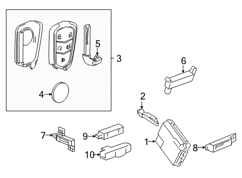 2019 Cadillac CT6 Keyless Entry Components Antenna Diagram for 13584807