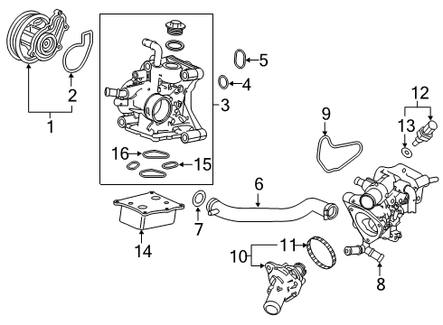 2020 Honda Civic Powertrain Control Passage, Water Diagram for 19410-RPY-G00