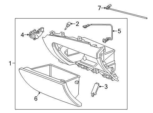 2021 Chevrolet Blazer Glove Box Glove Box Door Diagram for 84631581