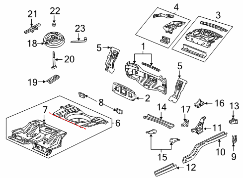 2000 Buick Regal Rear Body Panel, Floor & Rails Extension Diagram for 20962274