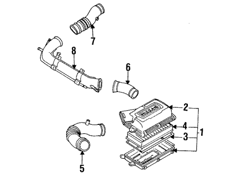 1985 Nissan 200SX Air Inlet Hose Air Duct Diagram for 16577-01F01