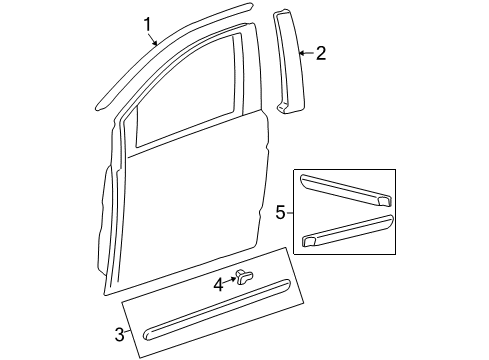 2003 Acura MDX Exterior Trim - Front Door Molding, Body Side (Midnight Blue Pearl) Diagram for 08P05-S3V-2A0