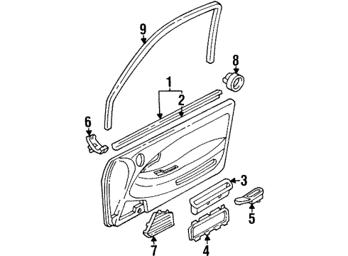 1994 Honda Civic Interior Trim - Door Switch Assembly, Power Window Master (Excel Charcoal) Diagram for 35750-SR3-A01ZB