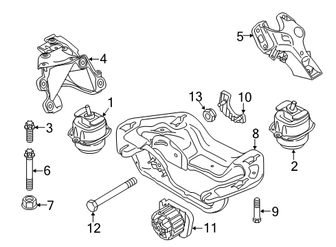 2014 BMW X5 Engine & Trans Mounting Front Passenger Engine Mount Bracket Diagram for 22116882034