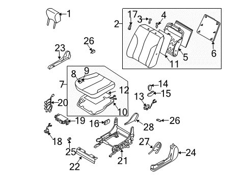 2004 Nissan Maxima Front Seat Components FINISHER-Cushion, Front Seat R Front Diagram for 87324-7Y300