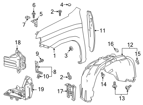 2021 Chevrolet Silverado 1500 Fender & Components Fender Liner Diagram for 84533747