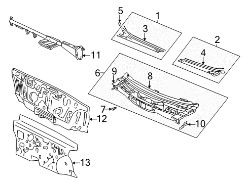 2000 Hyundai Sonata Cowl Pad Assembly-Isolation Dash Panel Diagram for 84120-38000