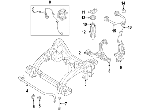 2018 Jeep Grand Cherokee Front Suspension, Lower Control Arm, Upper Control Arm, Ride Control, Stabilizer Bar, Suspension Components Spring-Air Suspension Diagram for 68320335AB