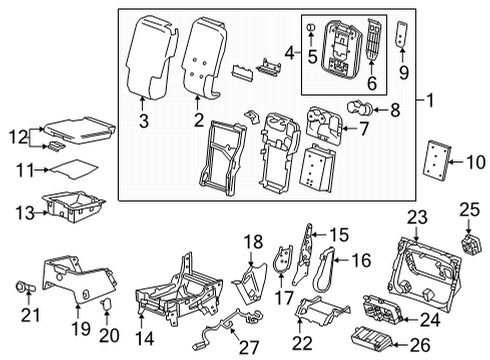 2022 GMC Yukon Front Seat Components Mat Diagram for 84547334