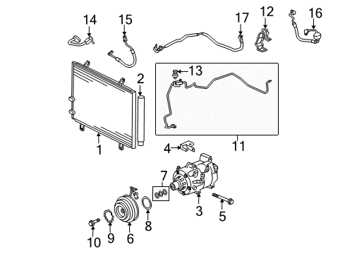 2010 Lexus ES350 Air Conditioner Suction Pipe Diagram for 88707-33010