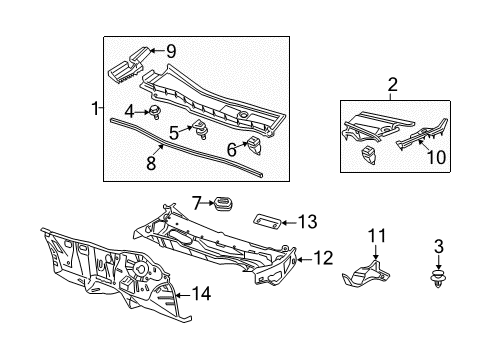 2010 Honda Accord Cowl Cowl Top Assy., FR. Driver Diagram for 74210-TA0-A00