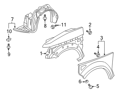 2008 Honda Element Fender & Components Fender, Left Front (Inner) Diagram for 74151-SCV-A90