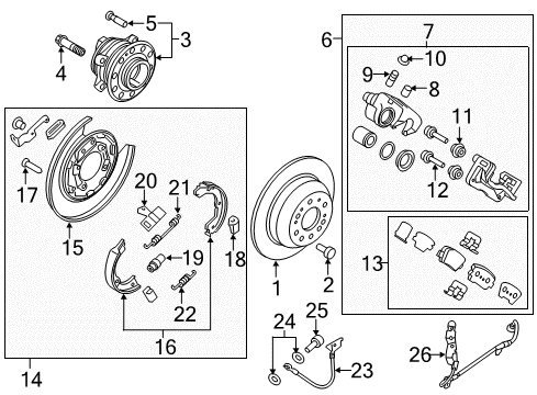 2017 Kia Sorento Anti-Lock Brakes Packing Rear Brake Assembly, Left Diagram for 58250C6000