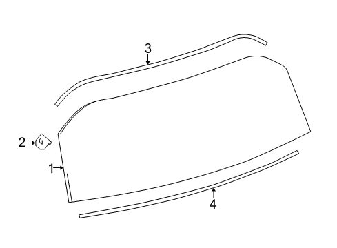 2018 Toyota Prius C Lift Gate - Glass & Hardware Lift Gate Glass Diagram for 68105-52912