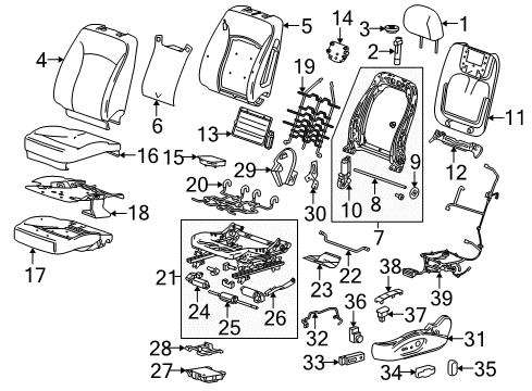 2011 Buick LaCrosse Driver Seat Components Module Diagram for 13577747