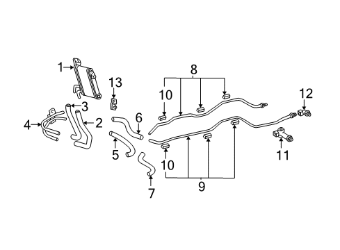 2006 Toyota Tundra Trans Oil Cooler Upper Hose Diagram for 32942-34010