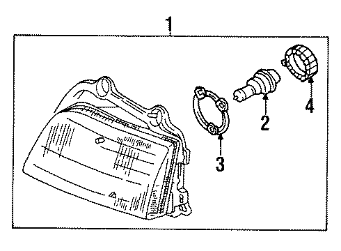 1995 Kia Sportage Bulbs Passenger Side Headlight Assembly Diagram for 0K01A51030B