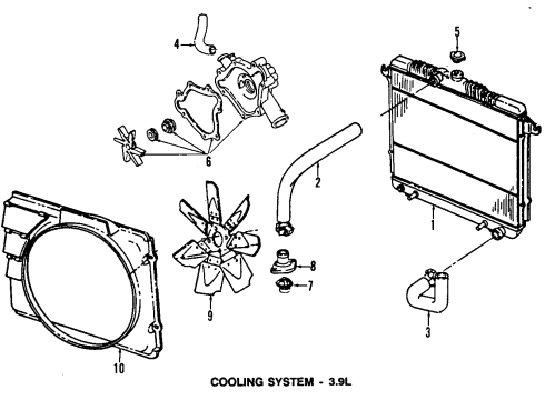 1997 Dodge Dakota Cooling System, Radiator, Water Pump, Cooling Fan Hose-Radiator Diagram for 55255153AB
